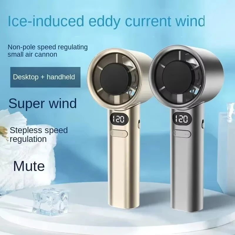 New Mini Handheld Fan 120 Speed Portable Desktop Fans Instant Cooling with Ice Mode Rechargeable Stylish Personal Fan for Women