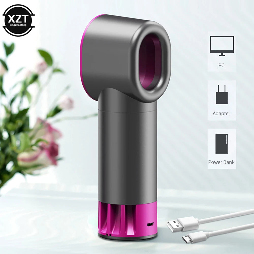 Portable Bladeless Fan Mini Handheld Fan USB Rechargeable Ultra Quiet Fans Air Cooler Fans for Desktop Outdoor Office Air Cooler