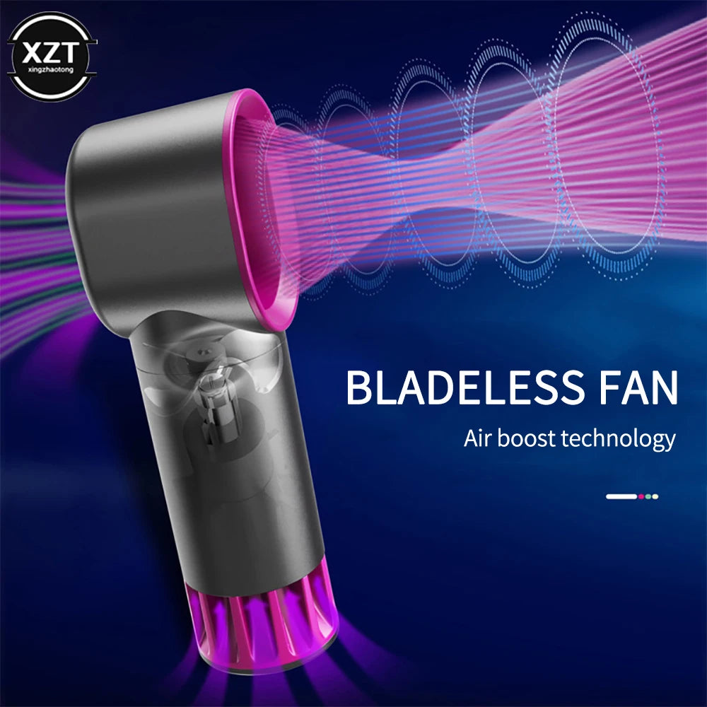 Portable Bladeless Fan Mini Handheld Fan USB Rechargeable Ultra Quiet Fans Air Cooler Fans for Desktop Outdoor Office Air Cooler