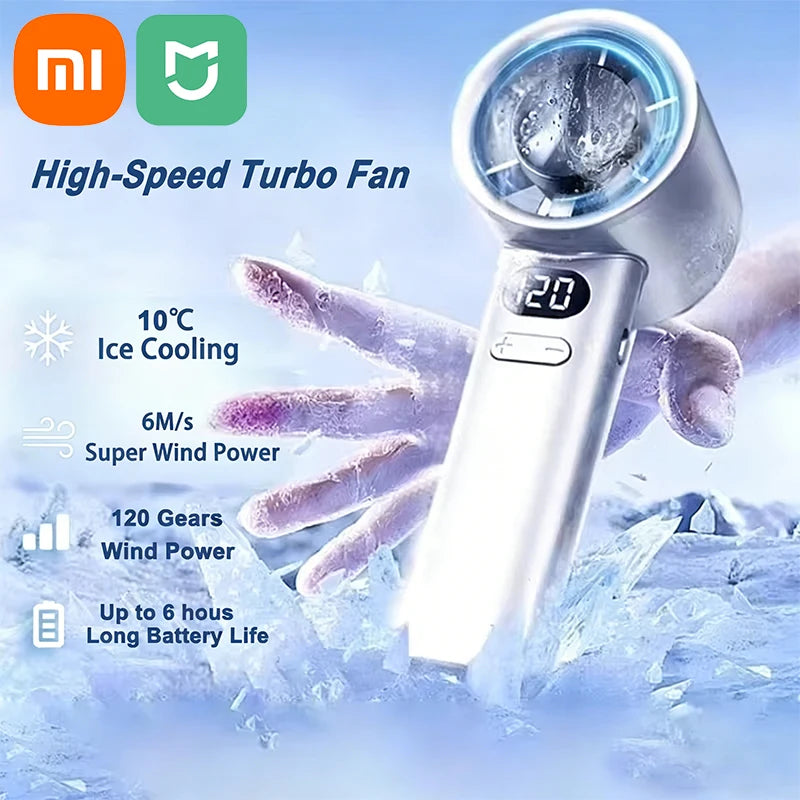 Xiaomi 3000Mah Handheld Mini Fan Electric Hand Fans Ice Compress High-Speed Cooling Usbrechargeable Portable LED Digital Display