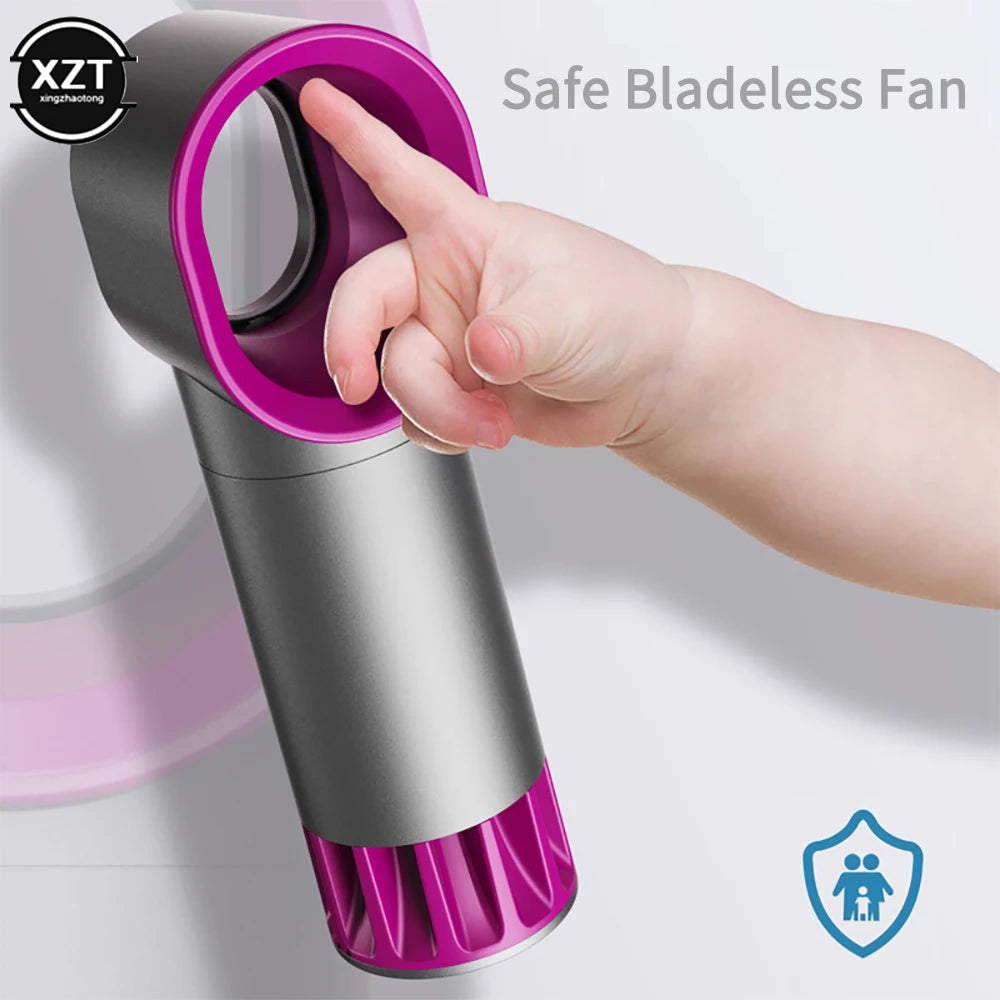 Portable Bladeless Fan Mini Handheld Fan USB Rechargeable Ultra Quiet Fans Air Cooler Fans for Desktop Outdoor Office Air Cooler