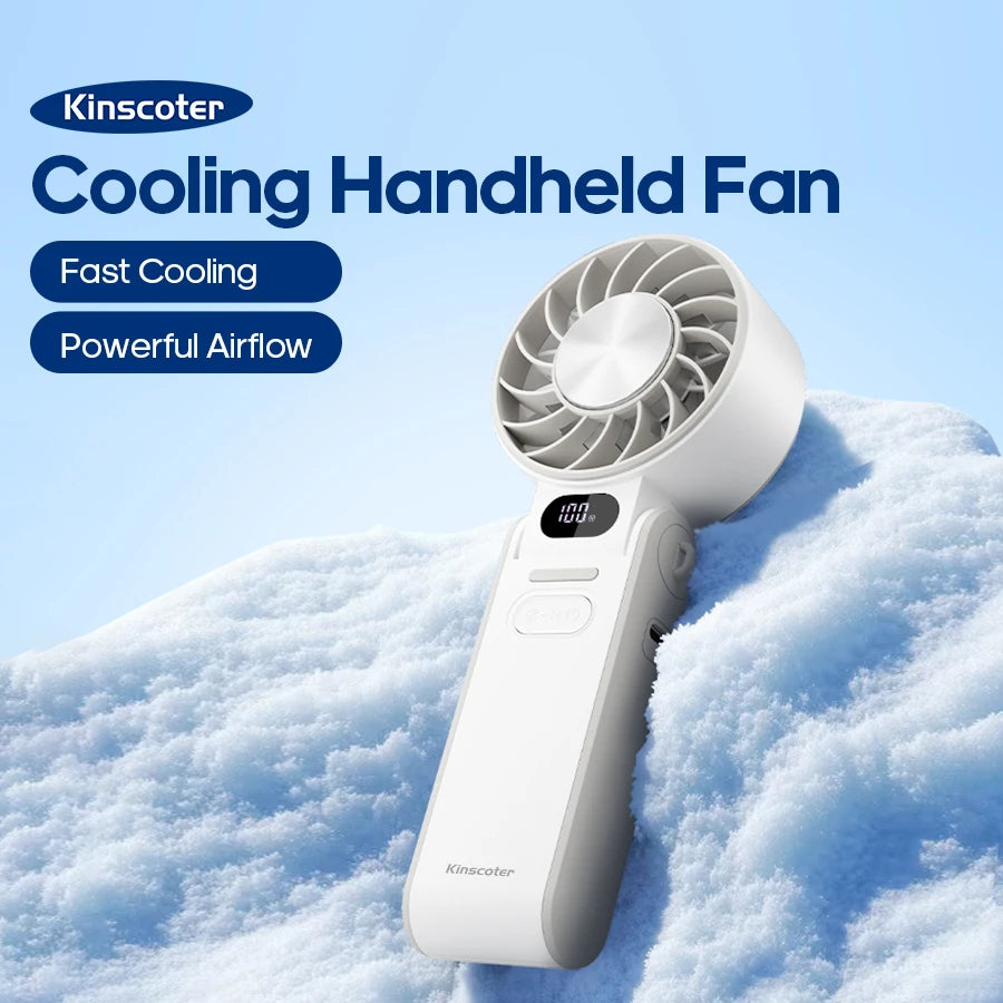 Multifunctional Handheld Cooling Fan 100 Wind Speeds Adjustable Foldable Outdoor Portable Fan 3600Mah LED Display with Lanyard