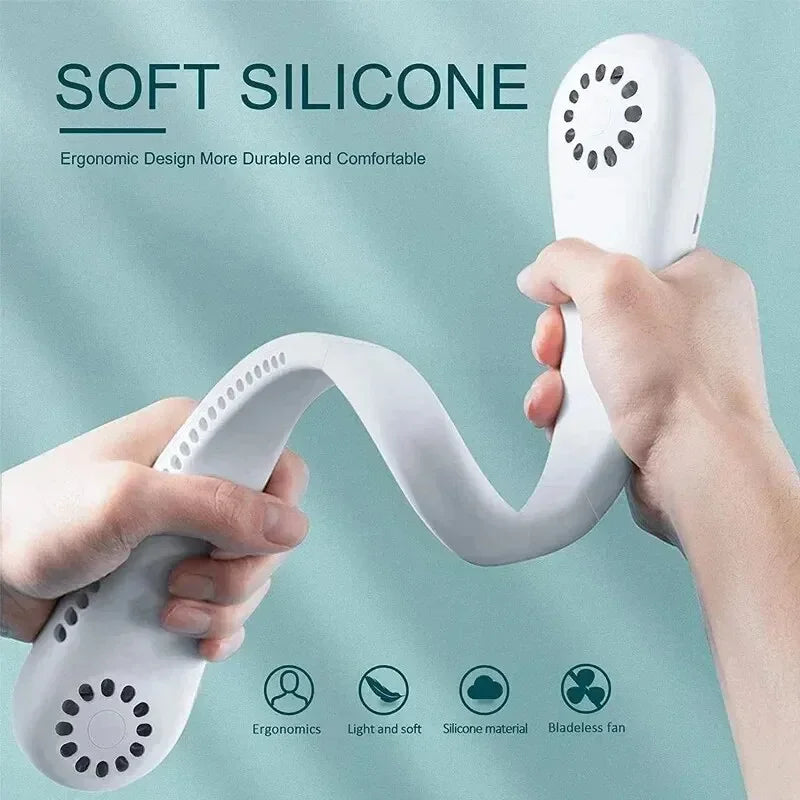 New Mini Neck Fan Portable Bladeless Hanging Neck 1200Mah Rechargeable Air Cooler 3 Speed Mini Summer Sports Fans